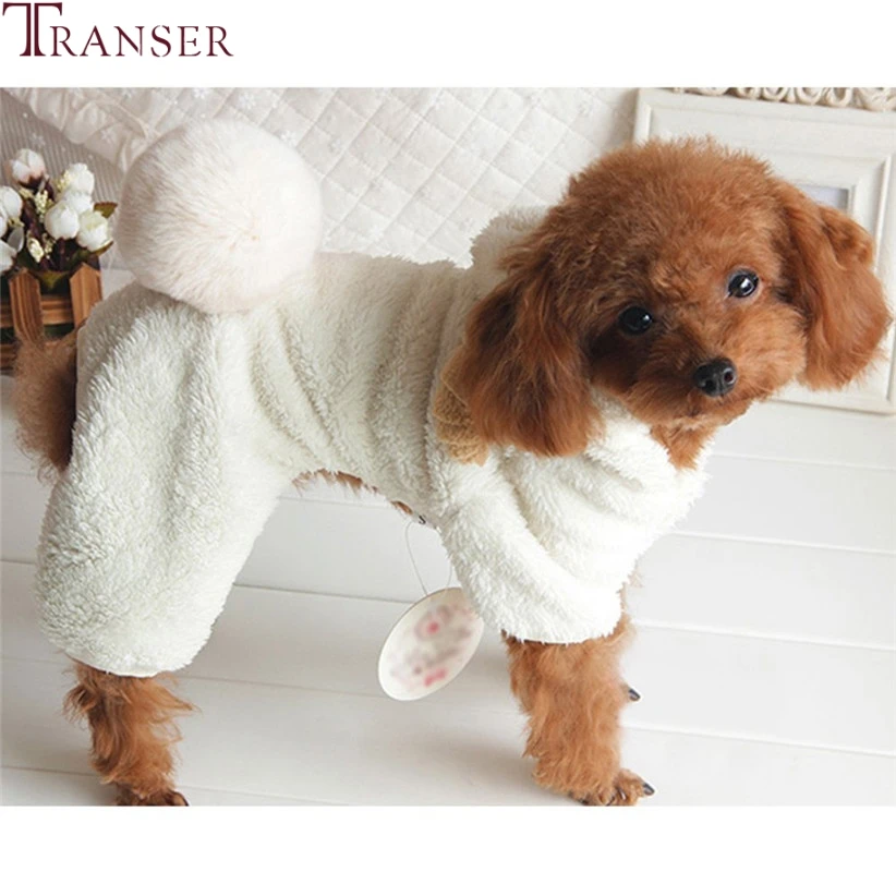 Милая Белая овечка одежда для маленьких собак зимний комбинезон щенка четыре