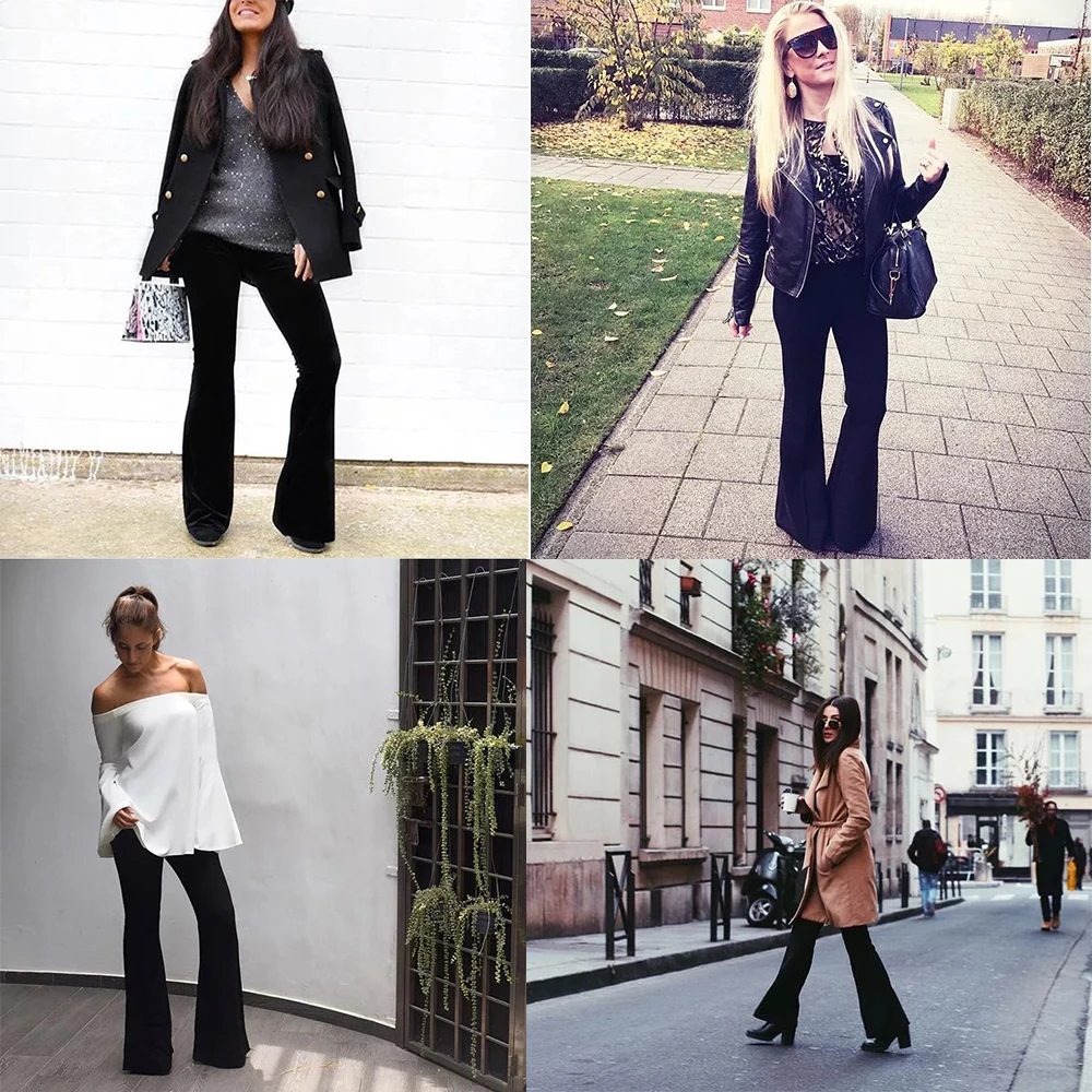 Новые Женские однотонные длинные расклешенные брюки узкие с высокой талией и