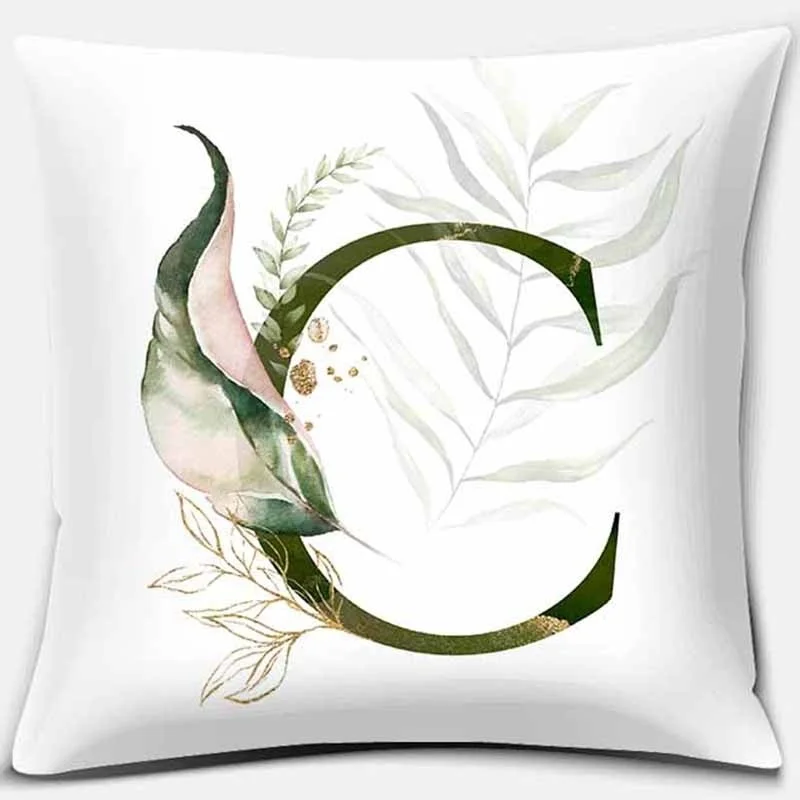 Свежие Зеленые растения Английский алфавит печать квадратная персиковая кожа