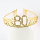 Тиара Стразы с кристаллами для дня рождения 80, корона, повязка на голову для женщин, день рождения 80, королевечерние ринка, украшение сделай сам, подарки