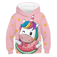 Autumn And Winter Fashion Boys Hoodie Unicorn Pattern Girls Top Cute 3D Printed Girls Pullover Cartoon Casual Kids Clothes