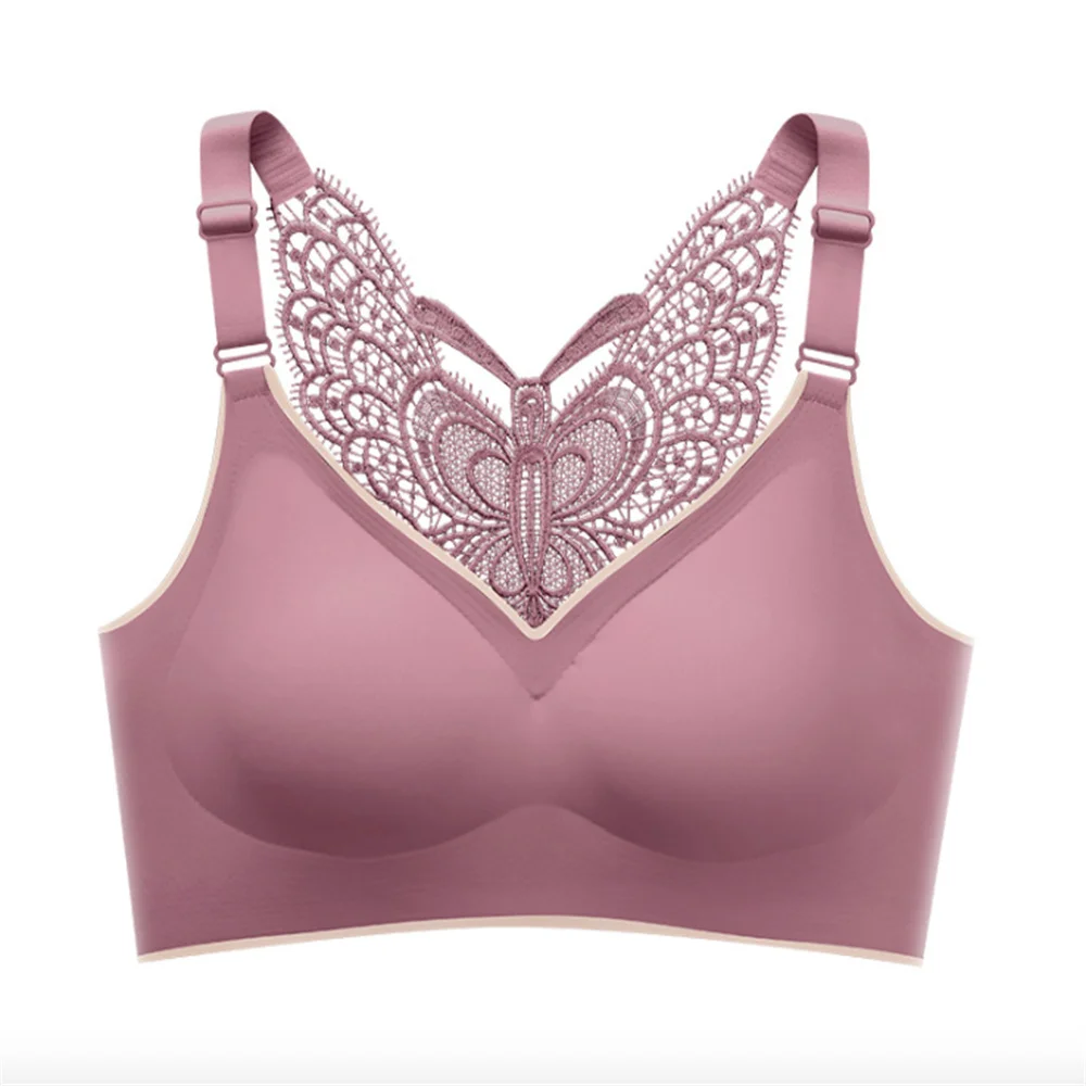 

Women Bras Underwear Sexy Butterfly Lace Brassiere Push Up Bralette With Pad Female Intimate Comfortable Vest Top Bra Plus Size