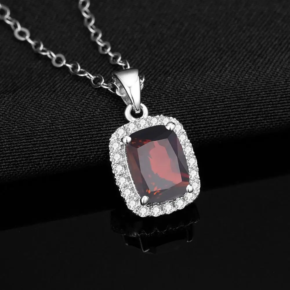 

Szjinao Red Garnet Pendants Necklace For Women Joyas De Plata 925 With Diamond Gemstones Vintage Jewellry Without Necklace