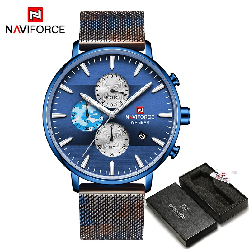 CFBE BOX NAVIFORCE, мужские часы, лучший бренд, модные, Роскошные, нержавеющая сталь, хронограф, спортивные, водонепроницаемые, кварцевые, мужские часы, Relogio Masculino - Цвет: CFBE BOX