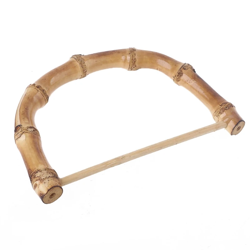

K5DA D Shape Bamboo Purse Handles Replacement for Handcrafted Handbag DIY Beach Bags Making Accessories