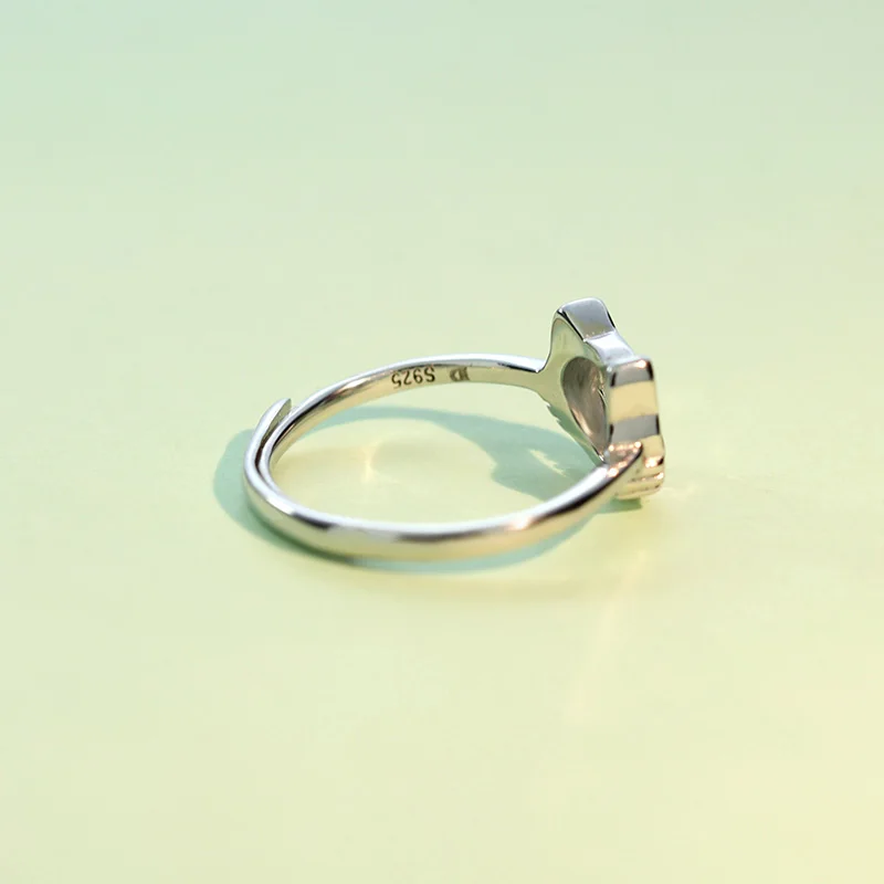 Trustdavis 100% чистое серебро 925 пробы кошечка рыбья кость коктейльное кольцо открытие