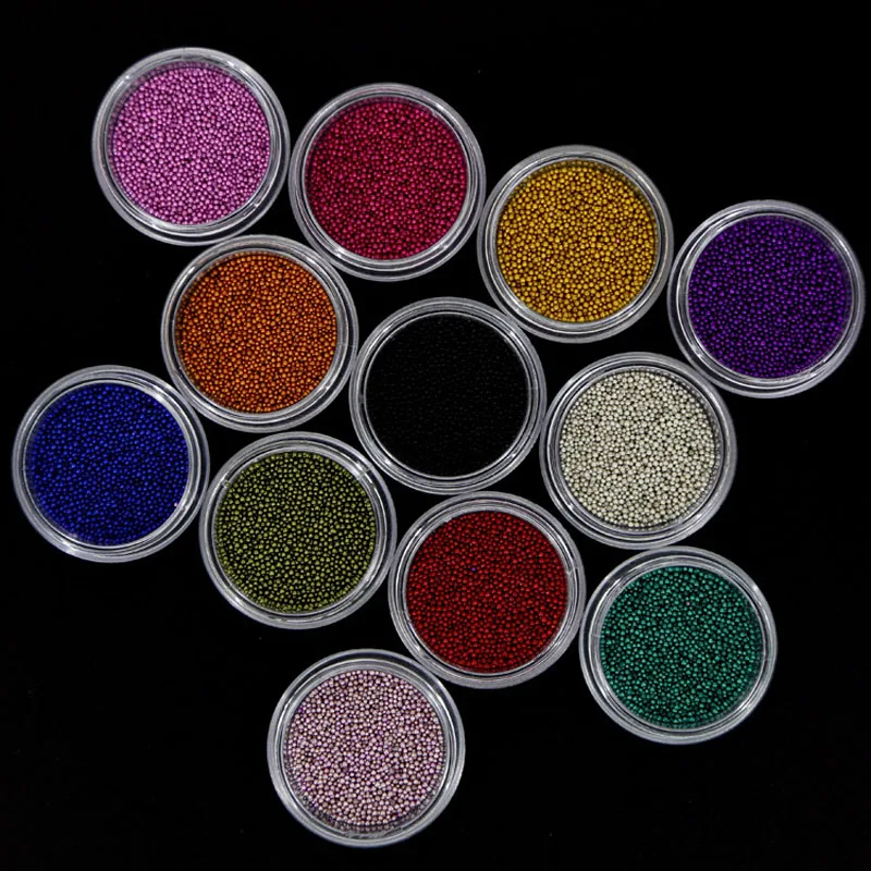 12 цветов/банки/лот бусины для ногтей железная Икра 3D/УФ гель украшения