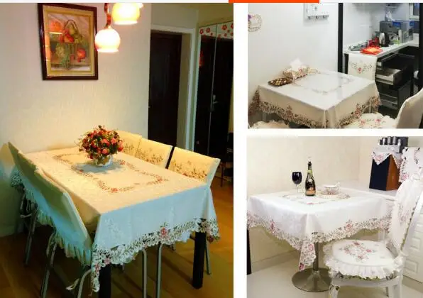 Скатерть большого размера с вышивкой ручной работы овальная Высококачественная