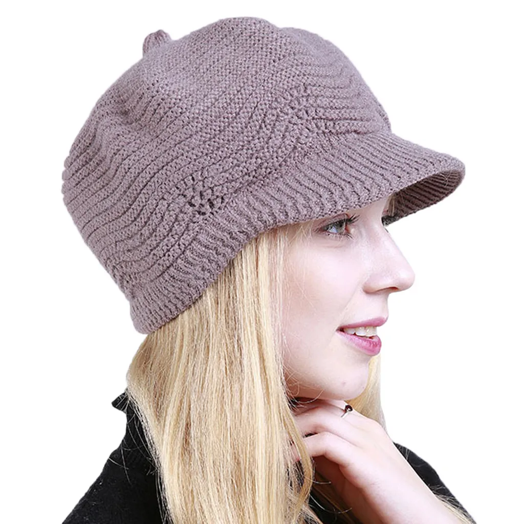 Hot Lady Autumn Winter Berets Hat French Artist Retro Style Thicken Warm Wool Knitted Beanie Solid Color Headwear | Аксессуары для