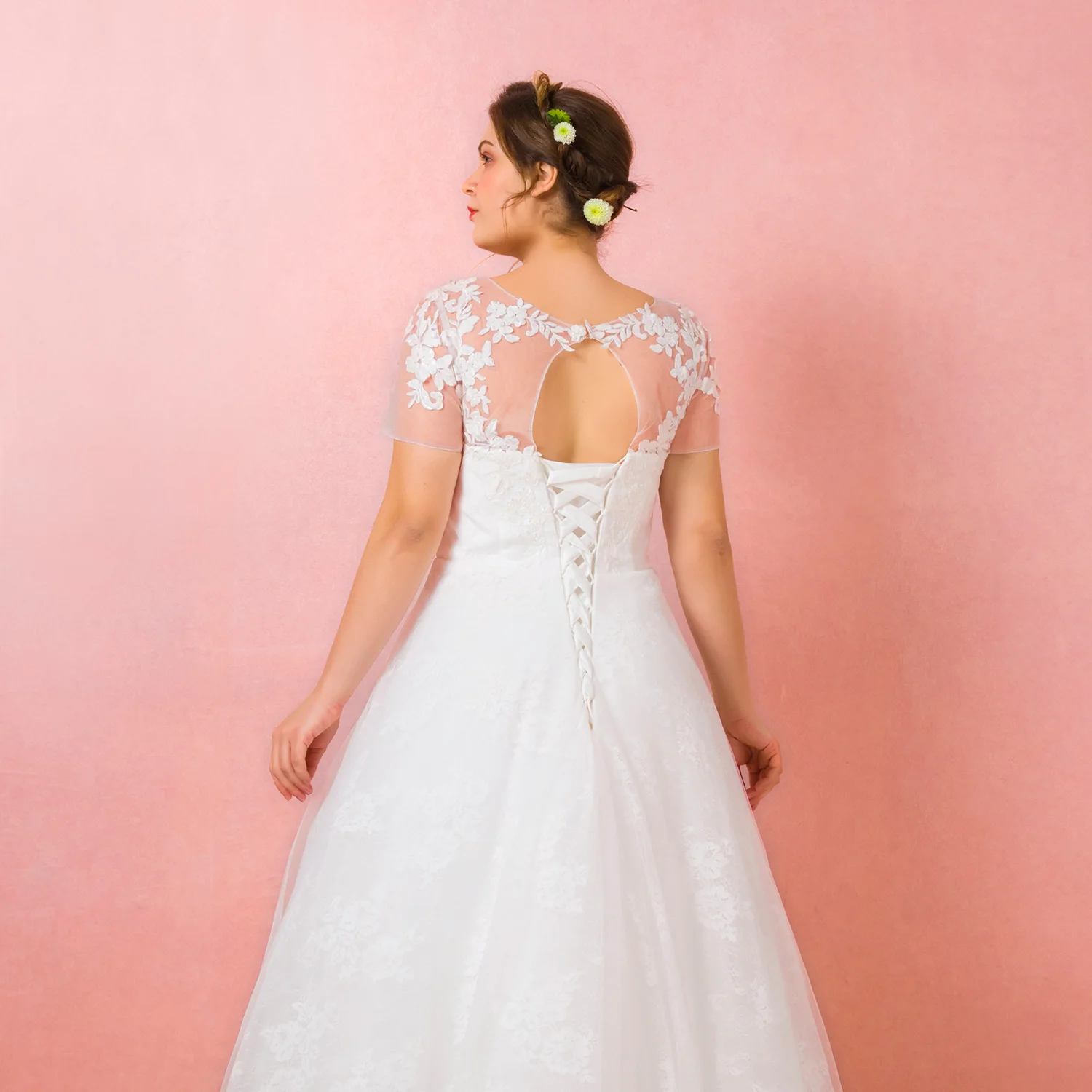 Роскошное белое Тюлевое кружевное свадебное платье размера плюс ТРАПЕЦИЕВИДНОЕ