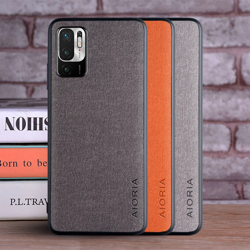 

Redmi Note 10T 5G Solid Color Business Luxury Textile Leather Skin Soft Phone Cover For Xiaomi Redmi Note 10T Case Funda Capa