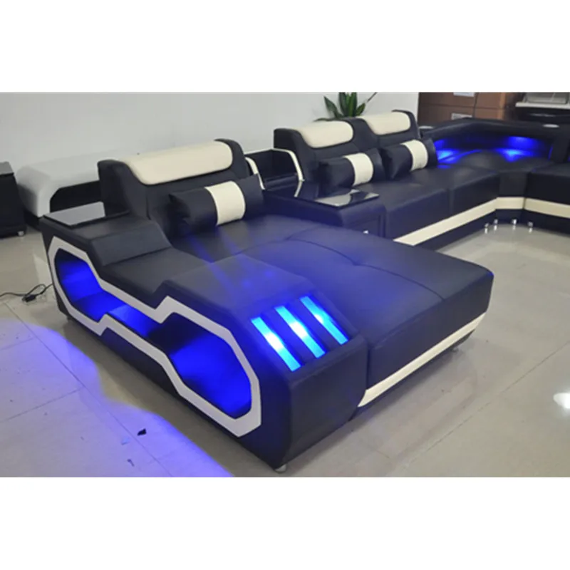 Cbmmart Smart Home Living room furniture leather sofa set with LED Lights/bluetooth/speaker | Мебель