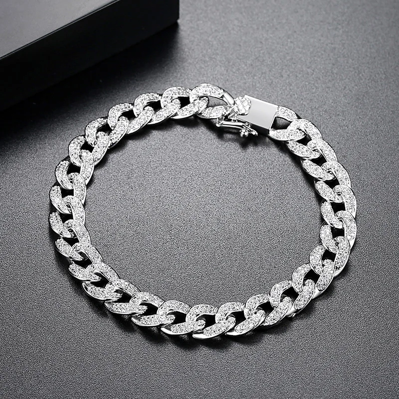 8 мм кубинские браслеты цепочки для женщин и мужчин AAA CZ Циркон проложить