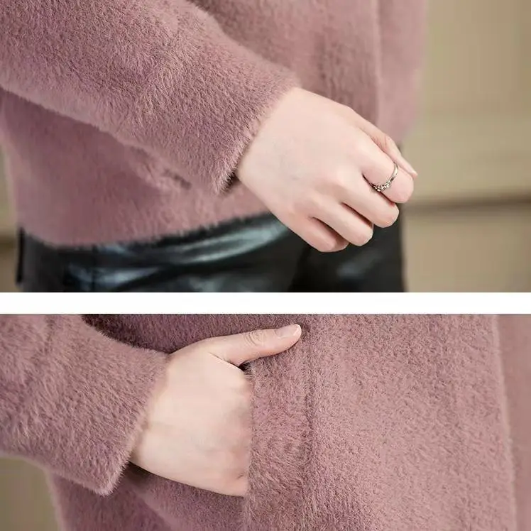 Женский свитер из искусственной норки и кашемира теплая куртка свободного кроя