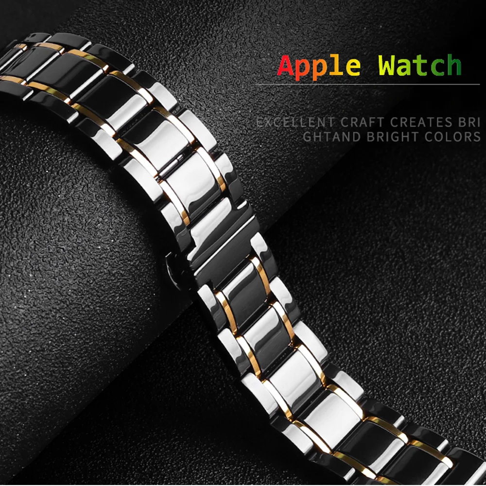 Ремешок керамический для Apple Watch Band 44 мм 40 роскошный браслет из нержавеющей стали