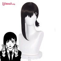 l email wig chainsaw man kobeni higashiyama cosplay wig 38cm black straight women hair anime wig heat resistant synthetic wig