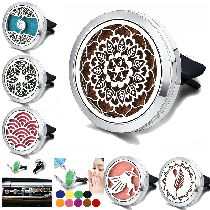 

Mandala 30mm Stainless Steel Car Air Freshener Magnet Essential Oil Car diffuser Aromatherapy Perfume Locket with 10pcs Pads