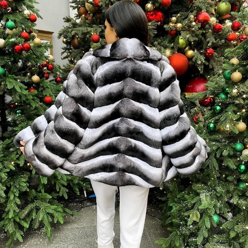FURSARCAR  2021 New Arrival Fashion Real Rex Rabbit Fur Coat Natural Fur Jacket Slim Female Thick Warm Winter Luxury Overcoat enlarge