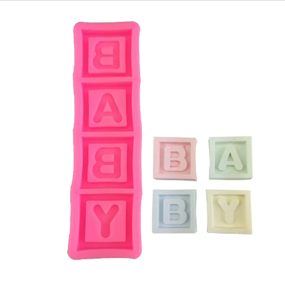

Baby Letter Mold Square Chocolate Flip Silicone Mold Cake Decoration Baking Tool Drop Glue Plaster Moulds Candle Resin Mold