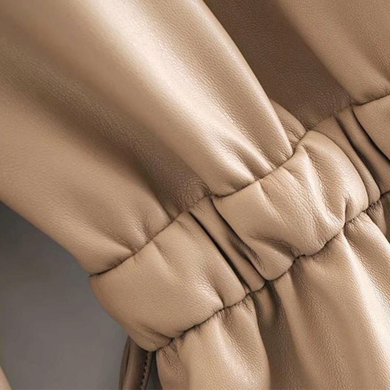 

Autumn Winter PU Bandage Women's Dress Pure Faux Leather Ladies Jacket-Dress With Belt Streetwear Vestido Female