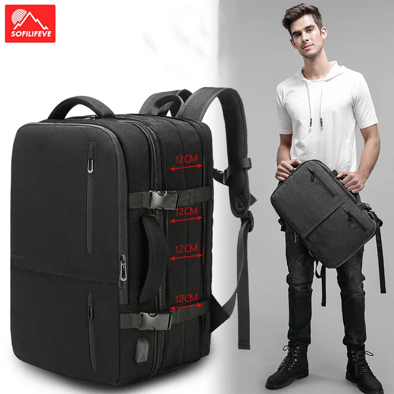 Расширяемый большой дорожный рюкзак для мужчин походный USB ноутбука мужской