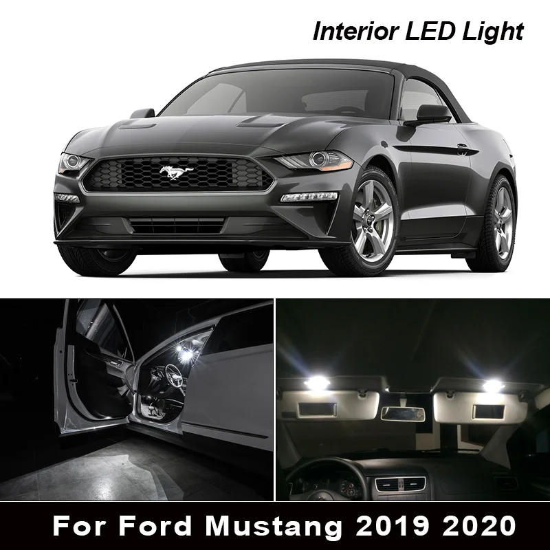 8 шт. набор ксеноновых белых светодиодных ламп для салона Ford Mustang 2019 2020|Сигнальная