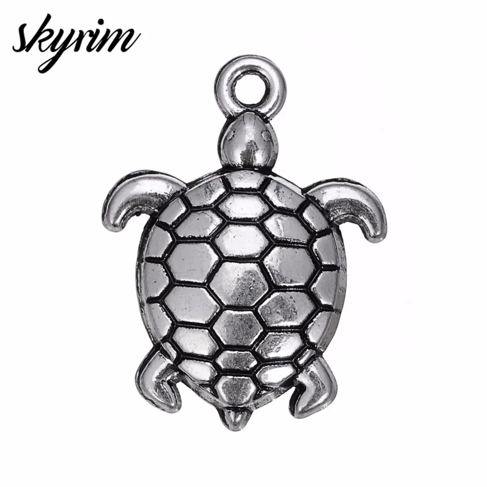 

Skyrim, 10 шт., символ морской черепахи, односторонний Шарм в виде животных для самостоятельного изготовления ожерелья и браслета, металл серебр...