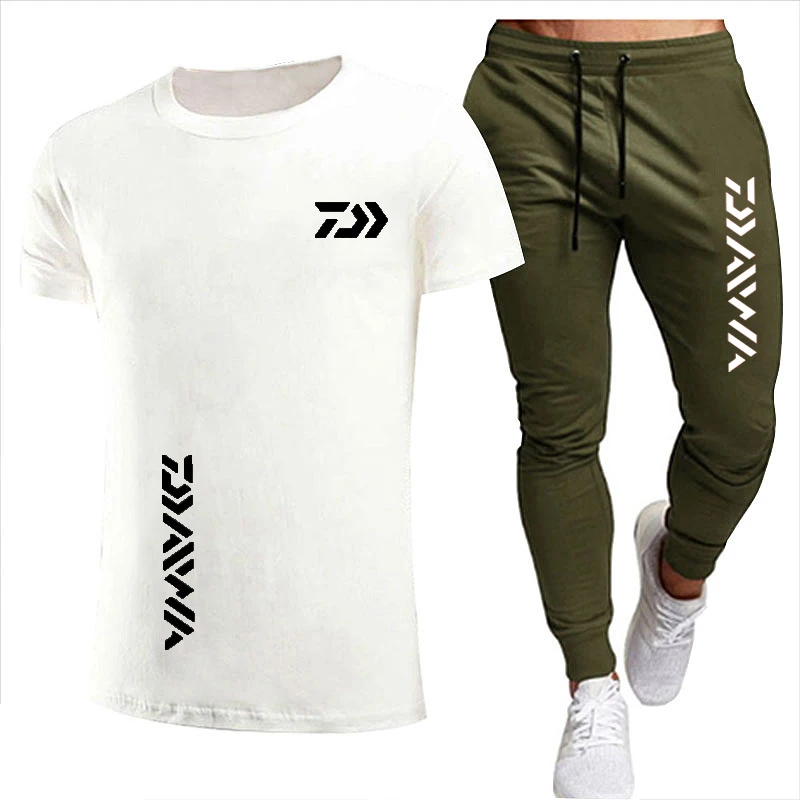 

2021 short-sleeved T-shirt and pants high-quality men's outdoor sports cotton breathable spring and summer fishing suit DAWA