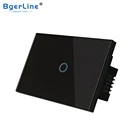 Настенный выключатель RF433, сенсорный, 1 пост, поддержка RF 433, 433 МГц, пульт дистанционного управления, без нейтрального провода, 110-240 В, стандарт США