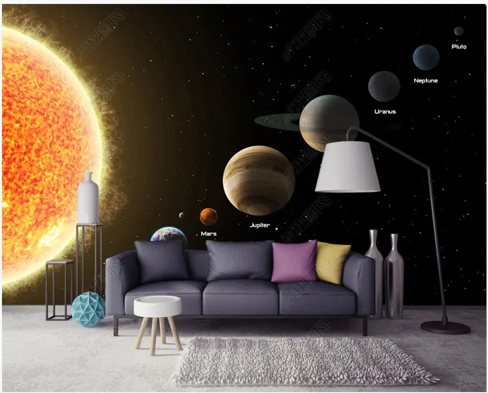 

3D-обои для стен в рулонах, настенные украшения с изображением космического звездного неба, солнечной системы, планет, гостиной, дома