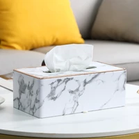 2021 nordic marble pattern faux leather tissue box napkin toilet paper holder case dispenser rectangle home decoration