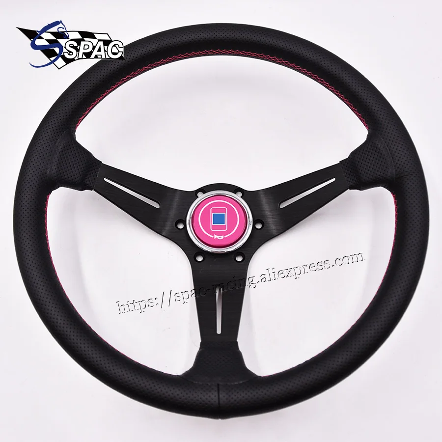 350 мм/14 дюймов Высокое качество на заказ Автомобильный руль с роговой кнопкой |