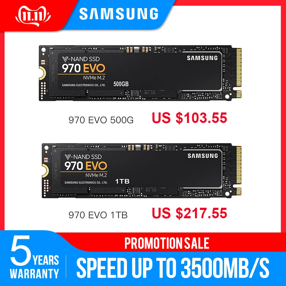 Samsung 970 EVO M.2 SSD 500GB 1 ТБ Nvme Внутренний твердотельный диск Внутренний твердотельный накопитель TLC PCIe 3,0x4 NVMe 1,3 ноутбук