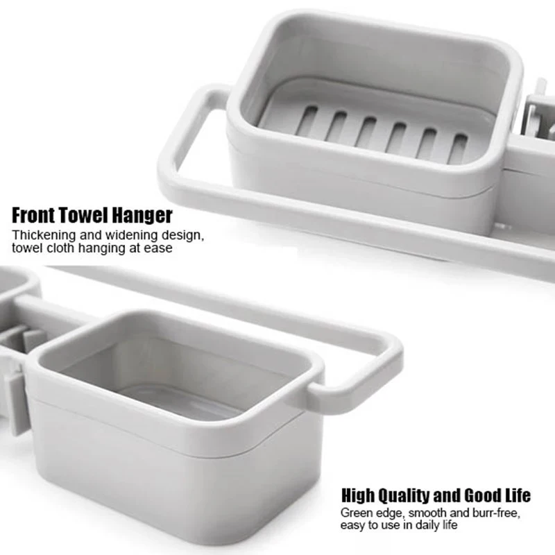 

Multi-functional Kitchen Storage Shelf Organizer Sink Faucet Sponge Soap Cloth Drain Rack Holder Shelf No Drill Required GHS99