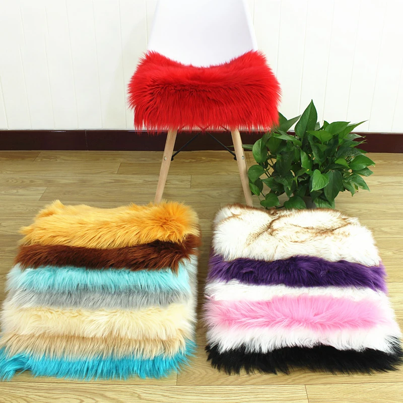 Faux Fur Chair Cushion Square Home Decorated Office Zipper Soft Warm Plush Pillow For Padchair Chairs sofa cushion | Дом и сад