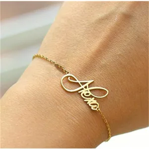 Нарукавная повязка Gepersonaliseerde Naam Handgemaakte Sieraden Handschrift Naambord Hand Link Rvs Gouden Ketting Pulsera BFF подарок