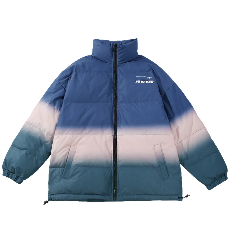 

Мужская зимняя градиент куртка-пуховик стеганой подкладке стеганая куртка с высоким воротом на Молнии Мужское пальто в хипстерском стиле; ...