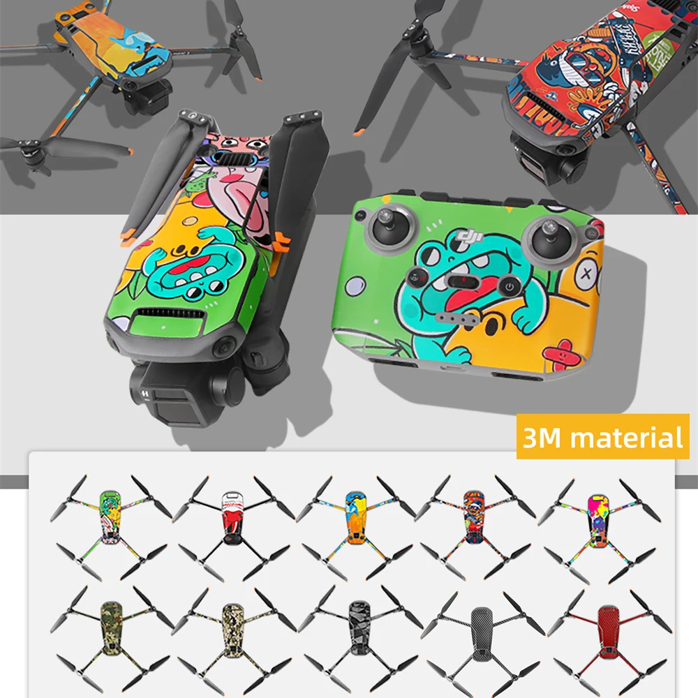 

For DJI Mavic 3 Body+Remote Controller PVC Sticker Virtual Reality Cartoon Decals Protective Skin Remove 4in1 Set
