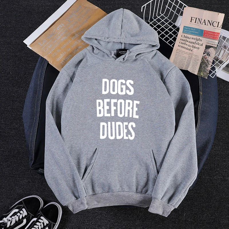 Plus Size Women Harajuku Hooded Sweatshirt Street Clothing 2019 New Autumn Long Sleeve Thicken Dogs Before Dudes Letters Print | Женская