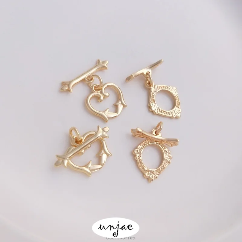 

14K gold color-preserving flower rattan-shaped retro frame-shaped OT buckle diy jewelry connecting buckle finishing accessories