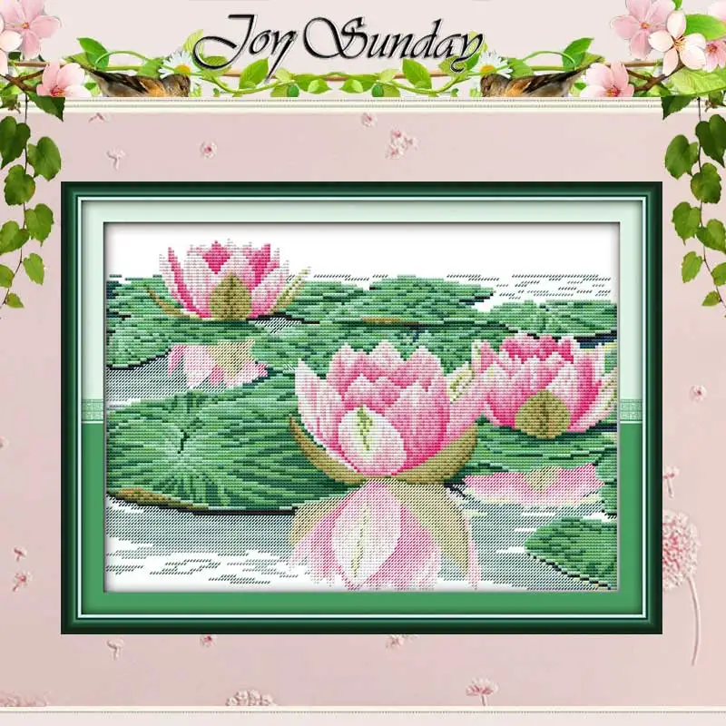 Бесплатная доставка красивый лотос вышивка крестиком цветы 11CT 14CT наборы для