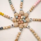 Металлический деревянный зажим-цепочка для младенцев на заказ, детский силиконовый Прорезыватель для зубов, зажим для соски для младенцев