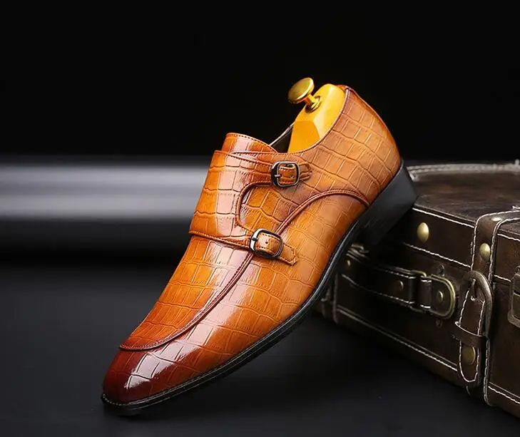 Официальная оксфордская обувь с острым носком и ремешком в британском стиле для