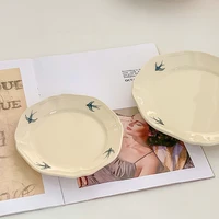 cutelife ins round bird white ceramic plate kitchen food bread snack dessert cake plate cute breakfast wedding candy dish plates