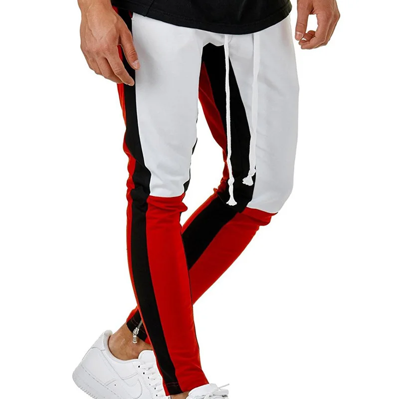 whitered Индивидуальные узкие спортивные брюки на молнии, мужские хлопковые брюки с эластичным поясом в стиле хип-хоп, мужские тренировочные штаны с карманами, штаны для бега для мужчин - Цвет: whitered