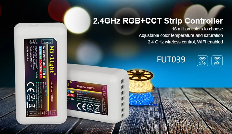 

Беспроводной светодиодный контроллер Mi светильник FUT039, 2,4G, 4 зоны, RF, RGB + CCT, диммер для гибкой светодиодной ленты 5050 RGB RGBW RGBCW s