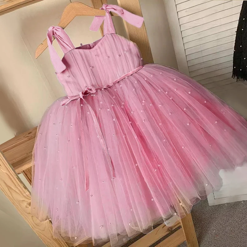 Baby Girl Tulle Dress Princess Party Tutu Fluffy Flower Wedding Champagne Gown Children Clothing Kids Clothes Vestidos | Детская одежда