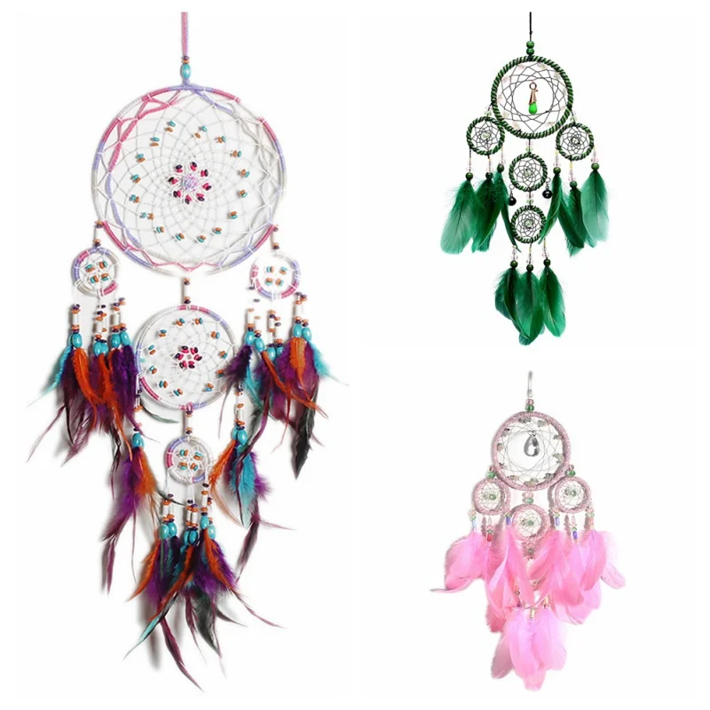 

Dream Net Kid Bedroom Decorations Hollow Wind Chimes Walls Hanging Decoration Handmade With Feather Lace Bead Wall Ornaments