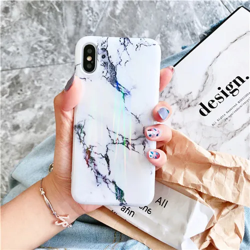 F Лазерный мраморный чехол Aurora для iphone 11 Pro MAX XR X XS Max, глянцевый мягкий силиконовый чехол для iphone 6 6s 7 8 7 plus, задняя крышка для телефона - Цвет: F