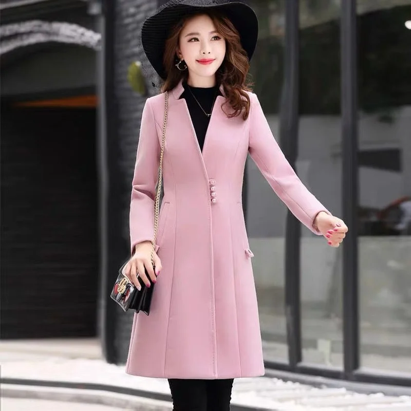 

Woolen Coat Coat Women's Mid-length 2021 New Autumn and Winter Woolen Windbreaker Plus Cotton Padded Women's Top